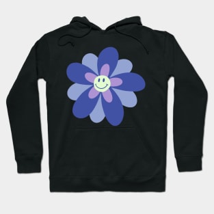 Bright and Cheerful Flower Smiley Face - blue Hoodie